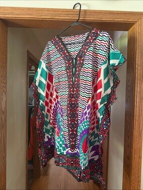 Women’s Multicolor V-Neck Patterned Swim Coverup from the Phillippines